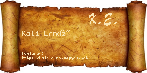 Kali Ernő névjegykártya